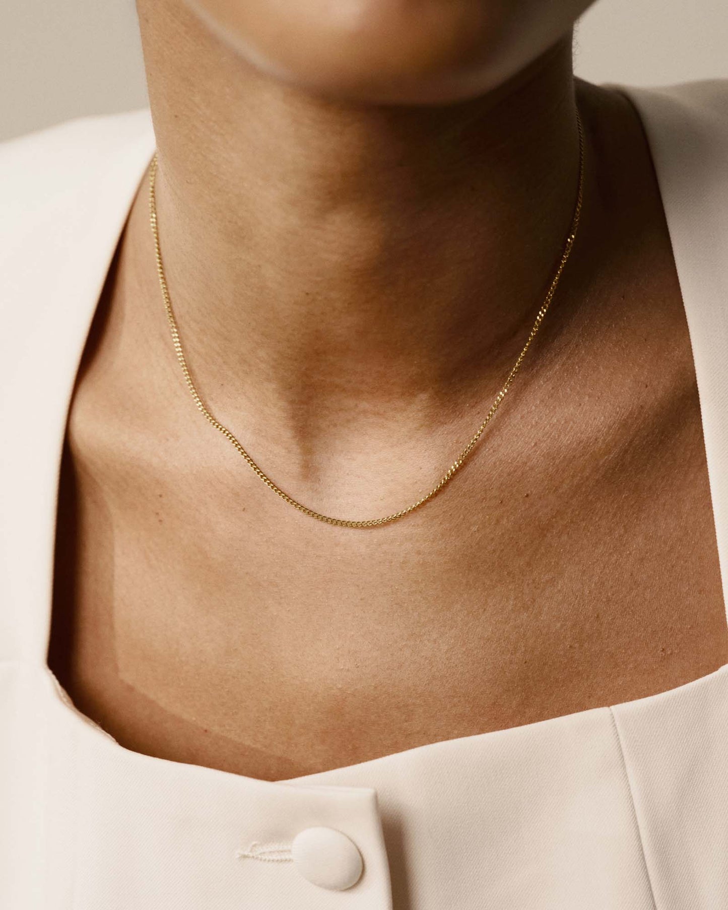 Thin Curb Chain Gold Necklace