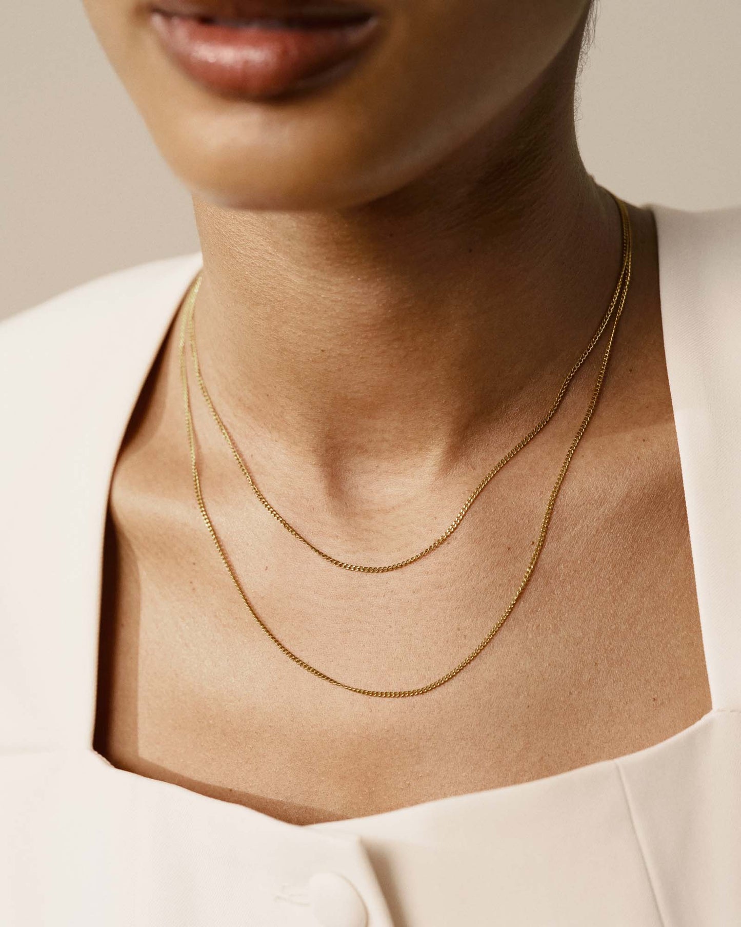Thin Curb Chain Gold Necklace