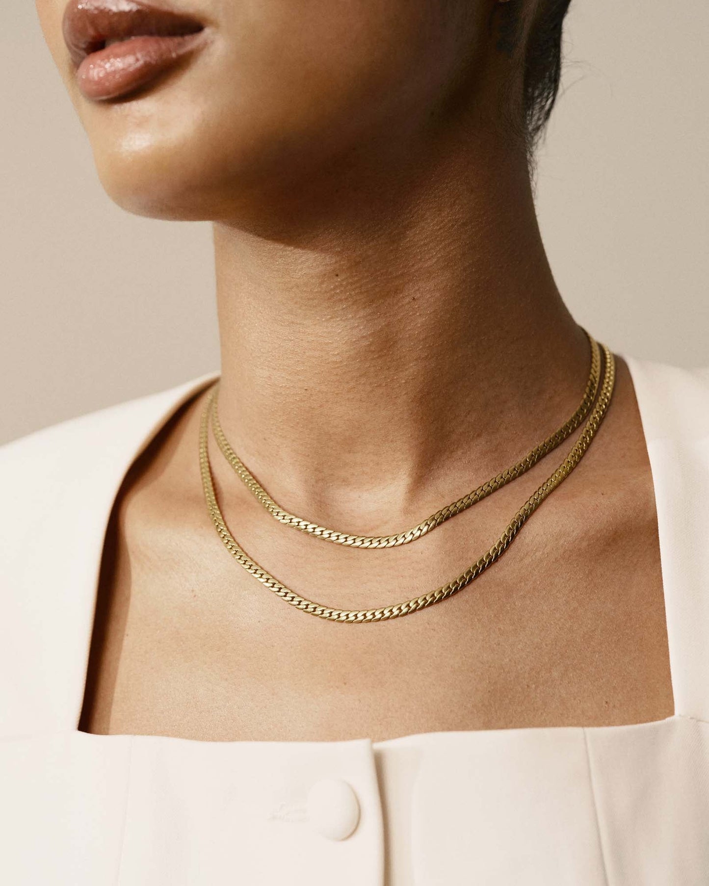 Serpentine Chain Gold Necklace