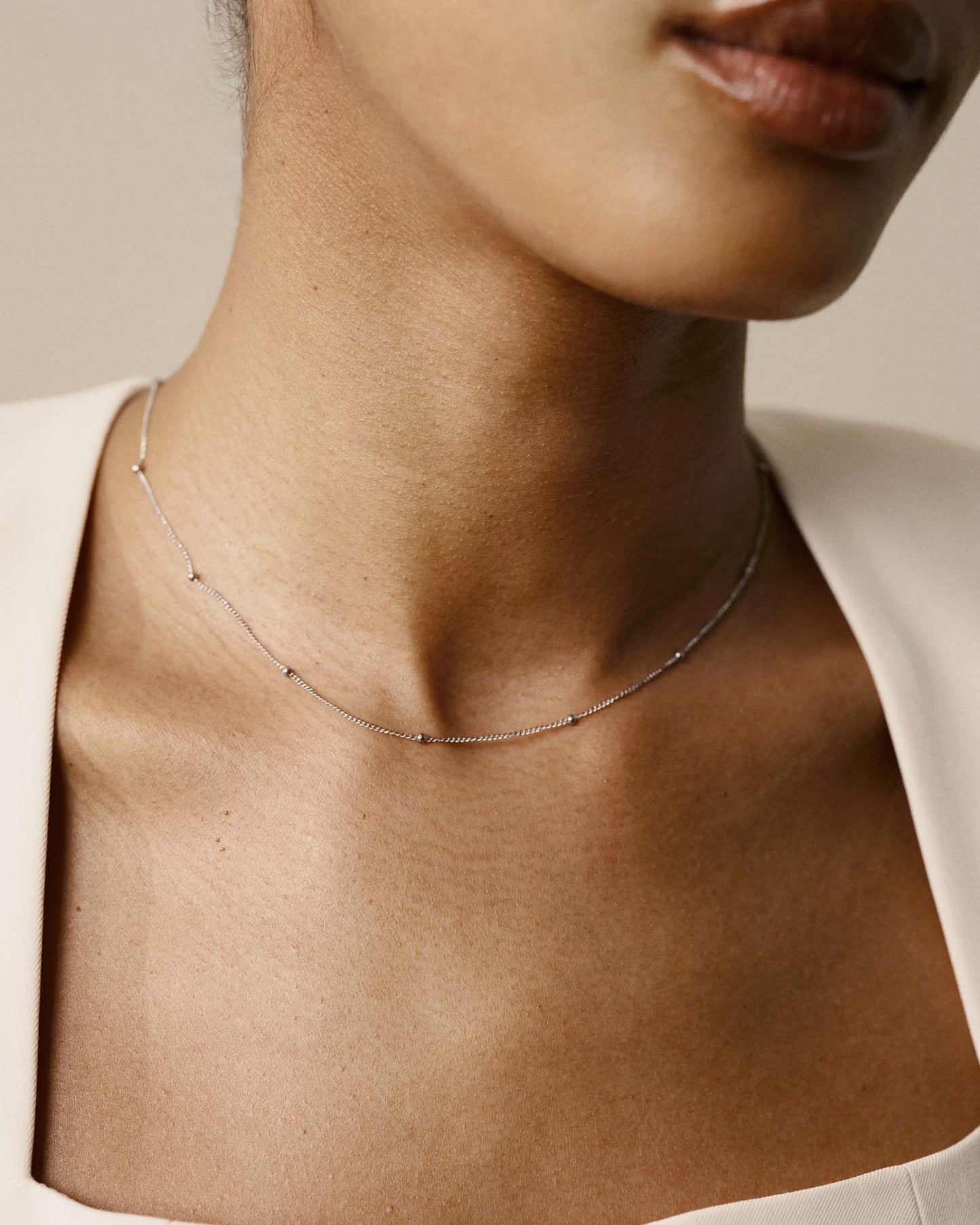 Beaded Chain Steel Small Necklace