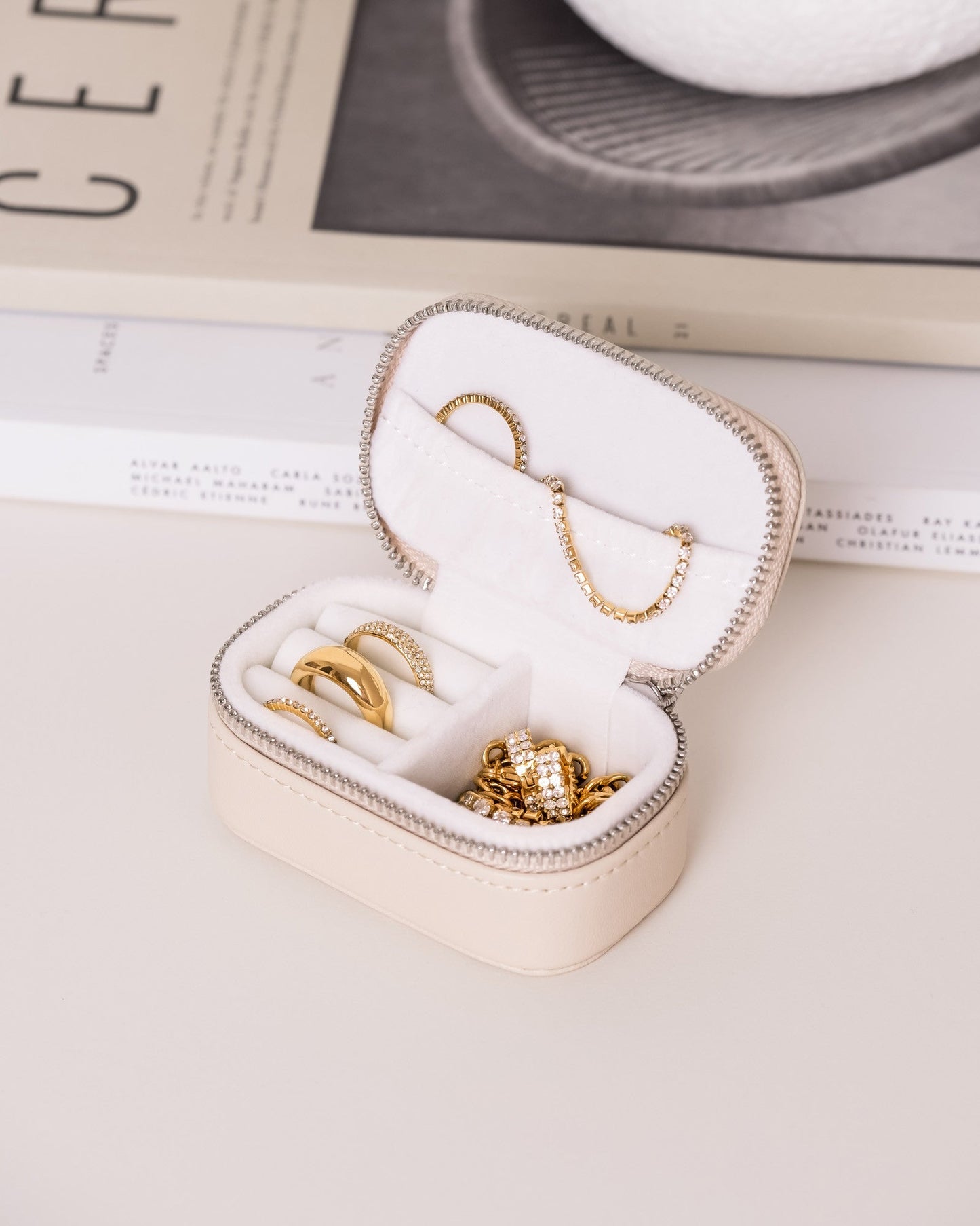 Jewelry Case Box Mini Beige