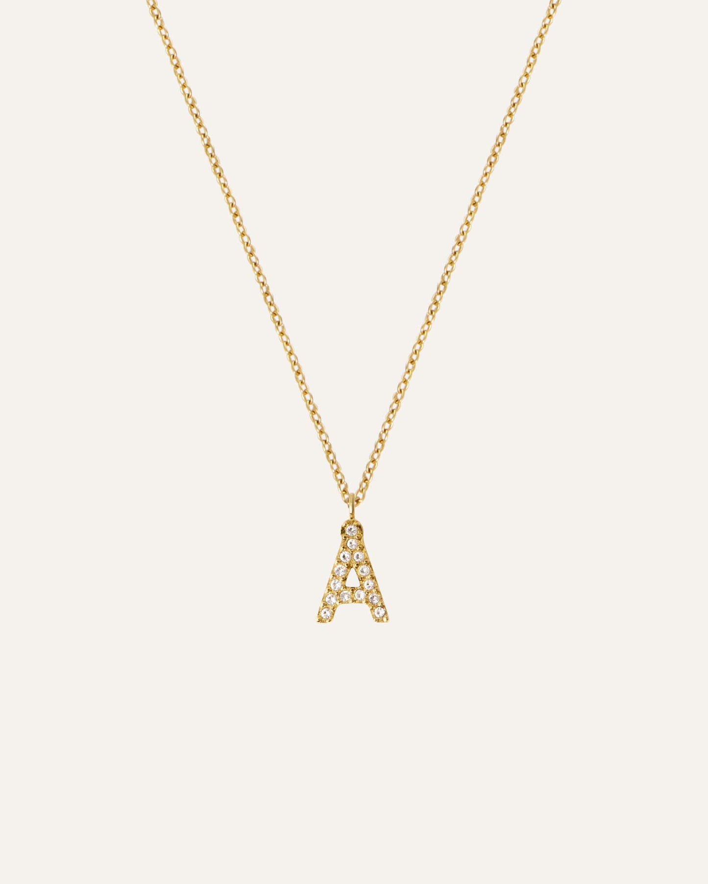 Petite Stone Letter Gold Necklace