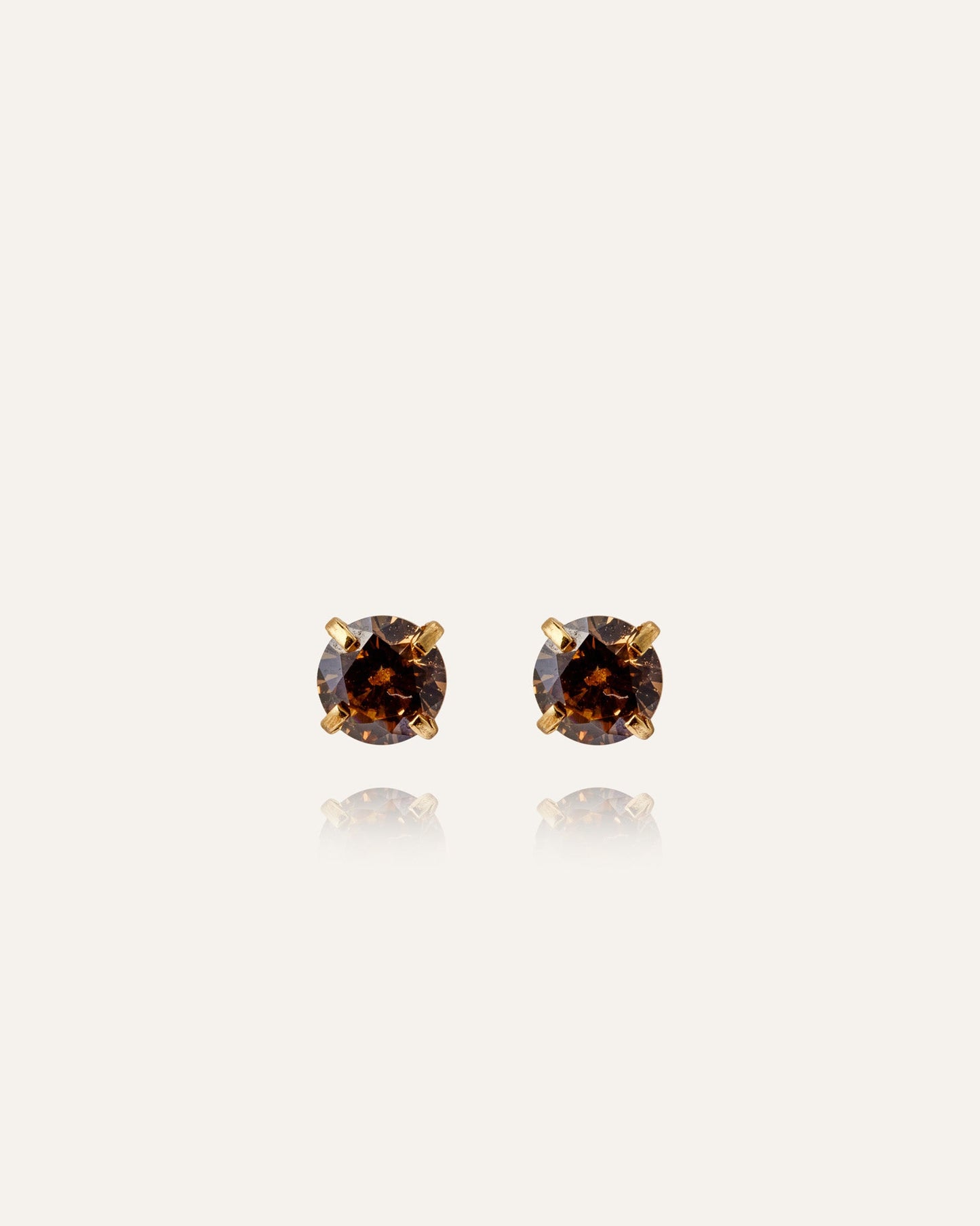 Jolie Gold Medium Studs - Coffee