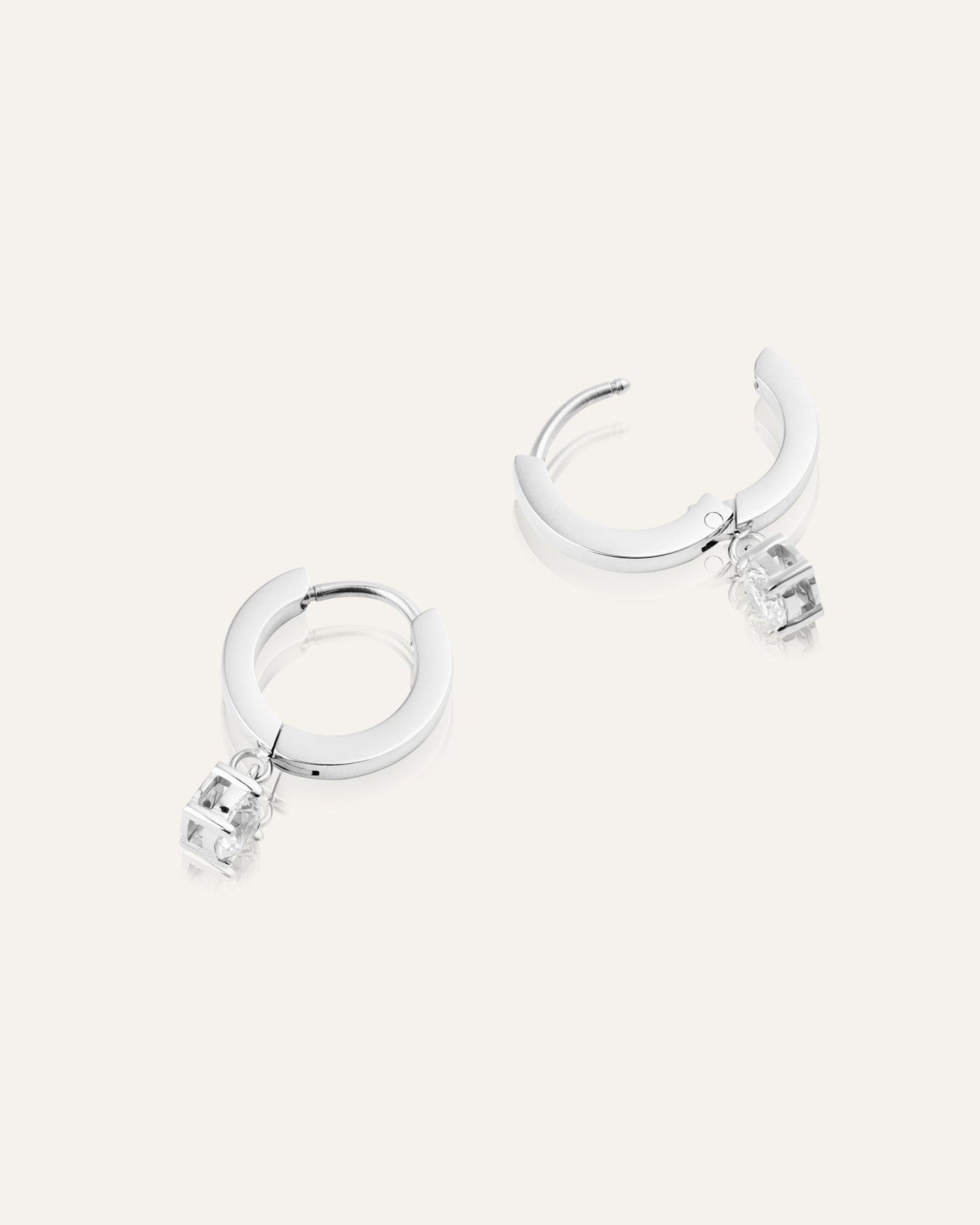 Jolie Silver Hoops - White