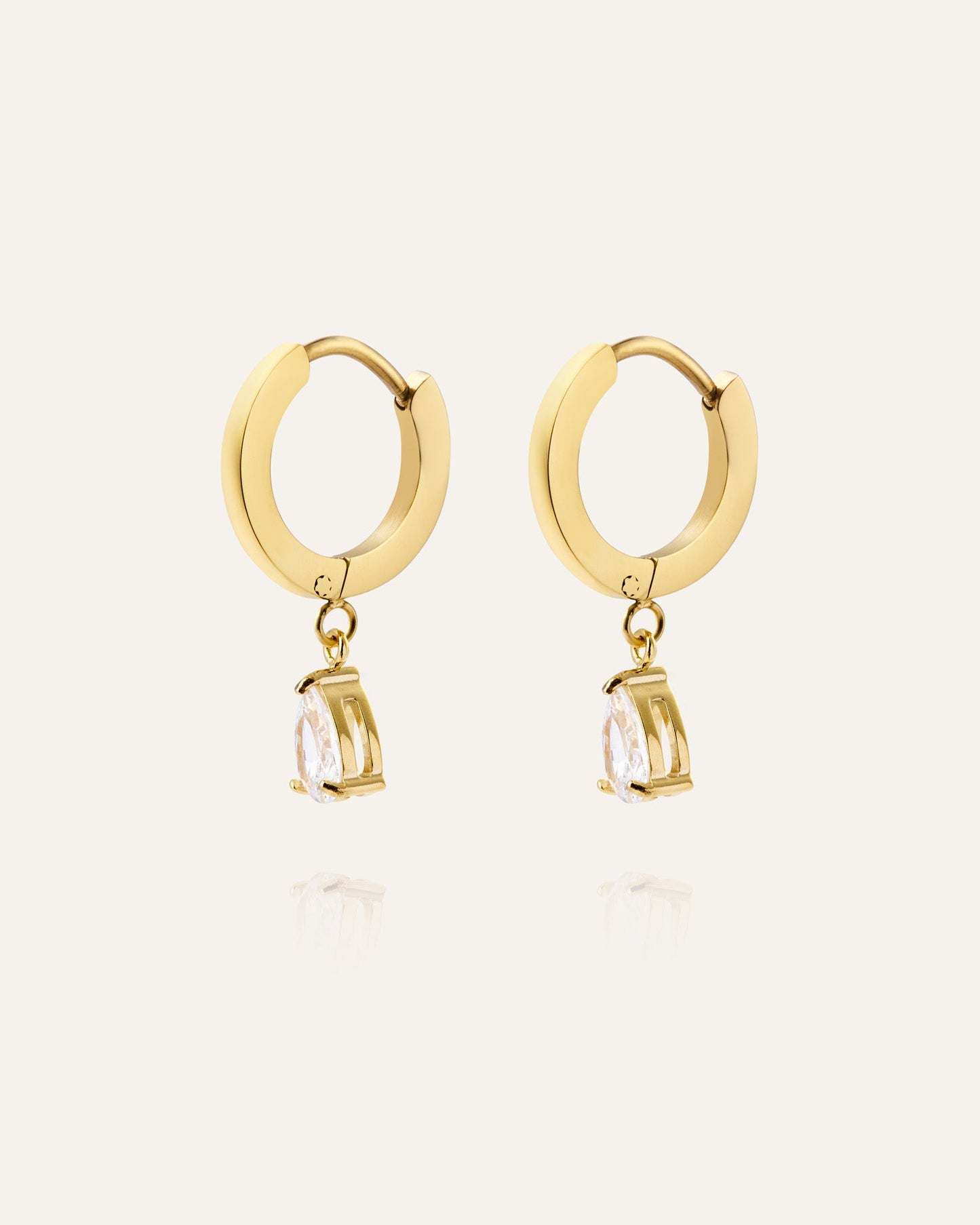 Belle Gold Hoops - White