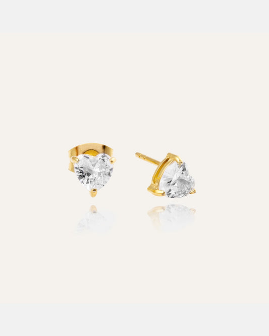 Bonne Gold Studs - white