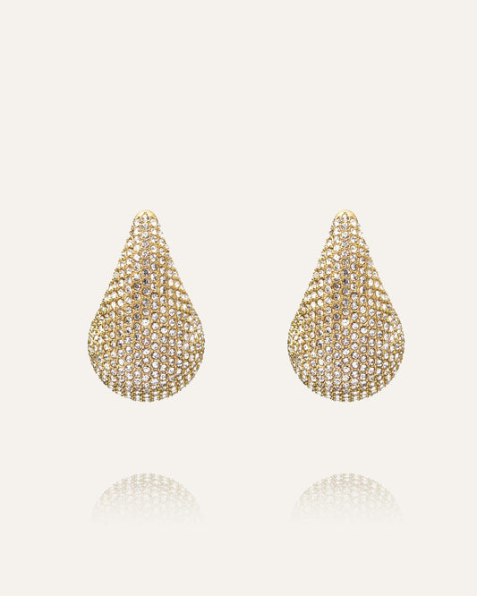 Pavé daring large gold earring