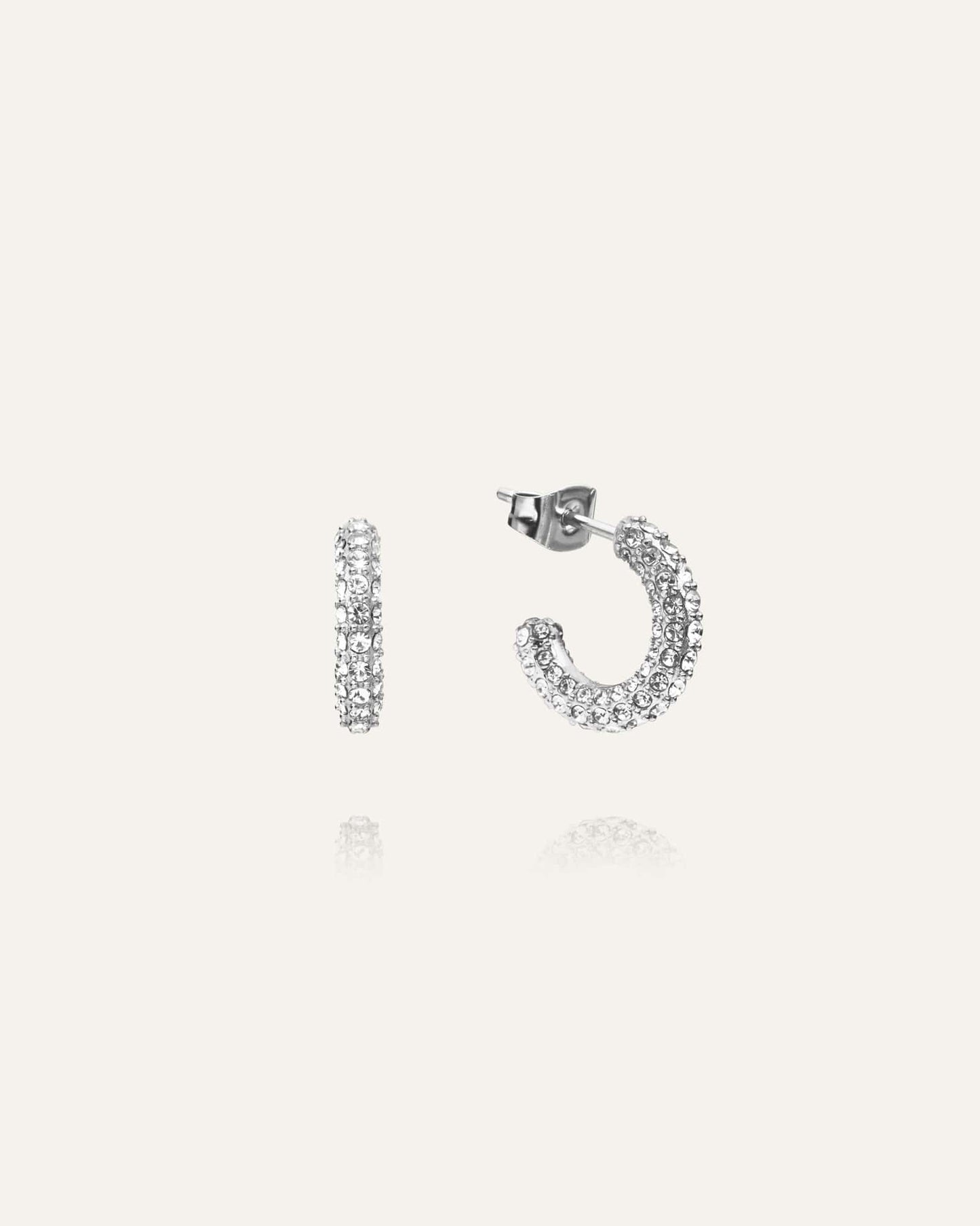 Pavé eternal small silver earrings