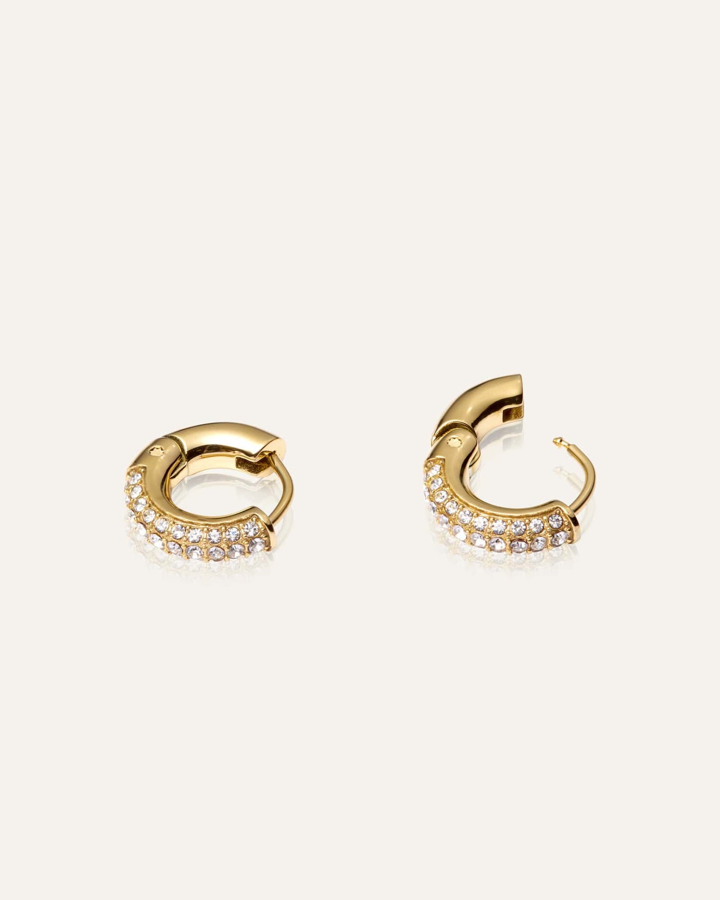 Pavé everyday small gold hoops