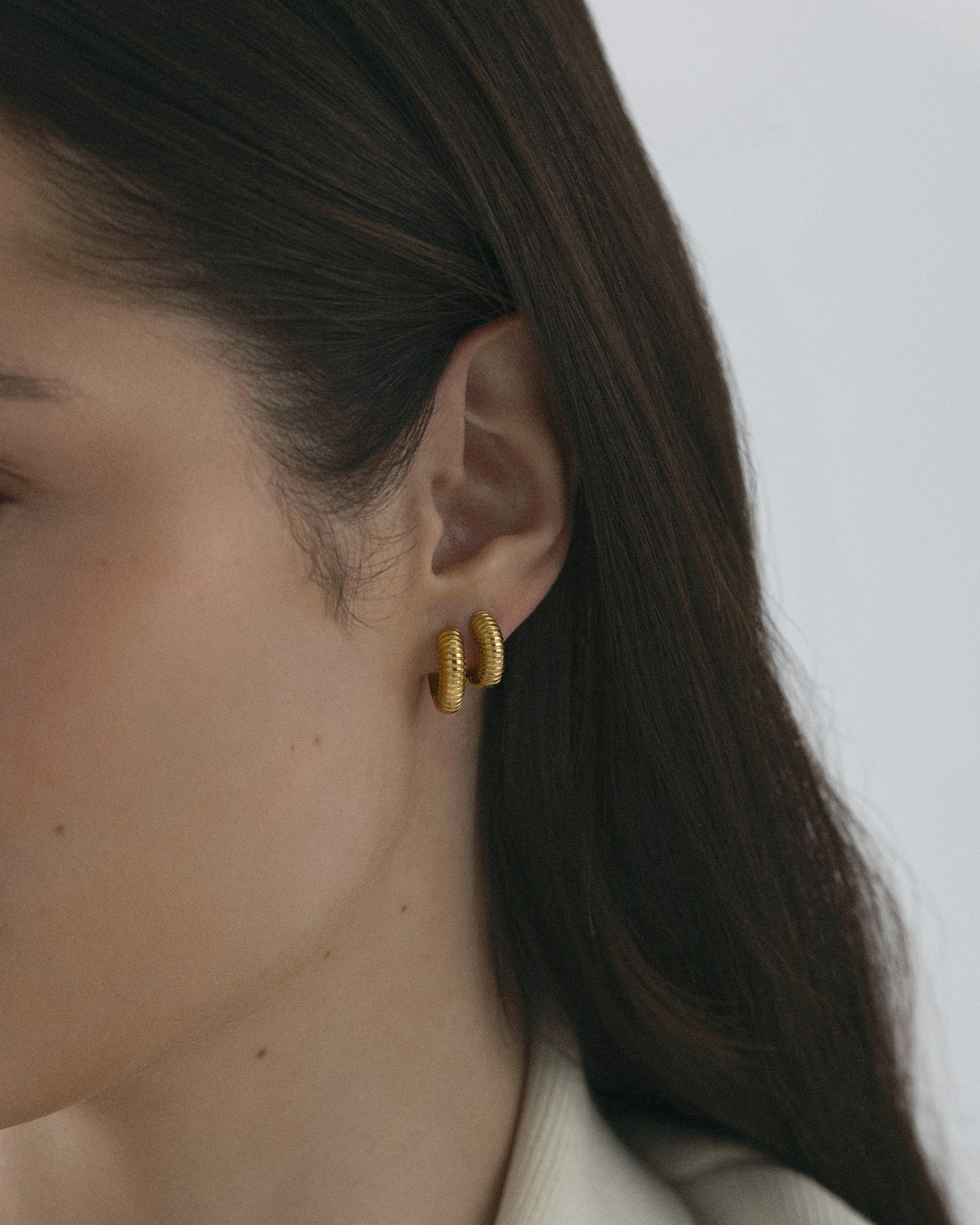 Ribbed Hoops Gold Small