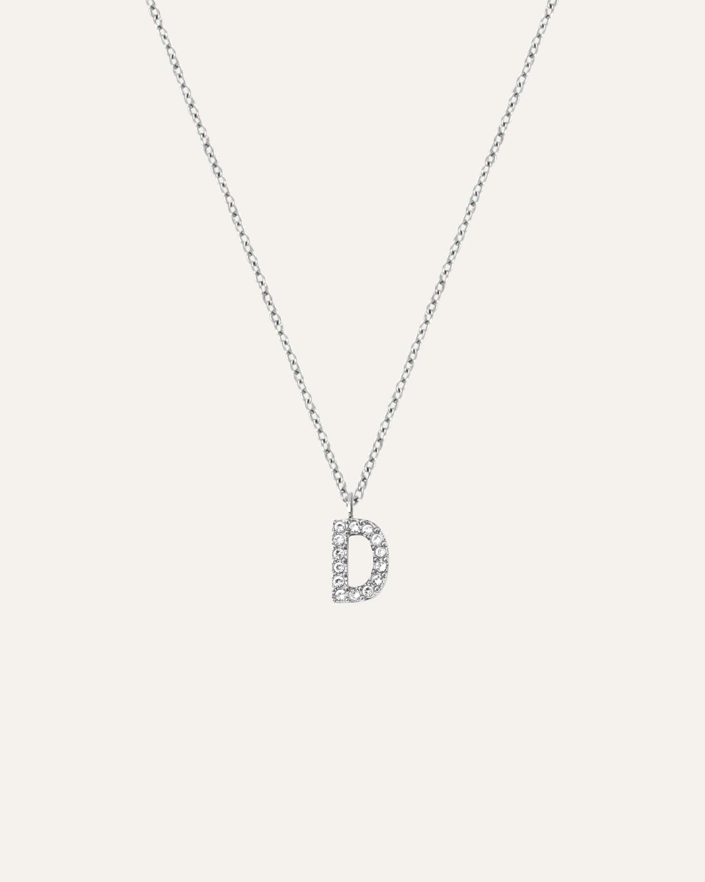 Petite Stone Letter Silver Necklace