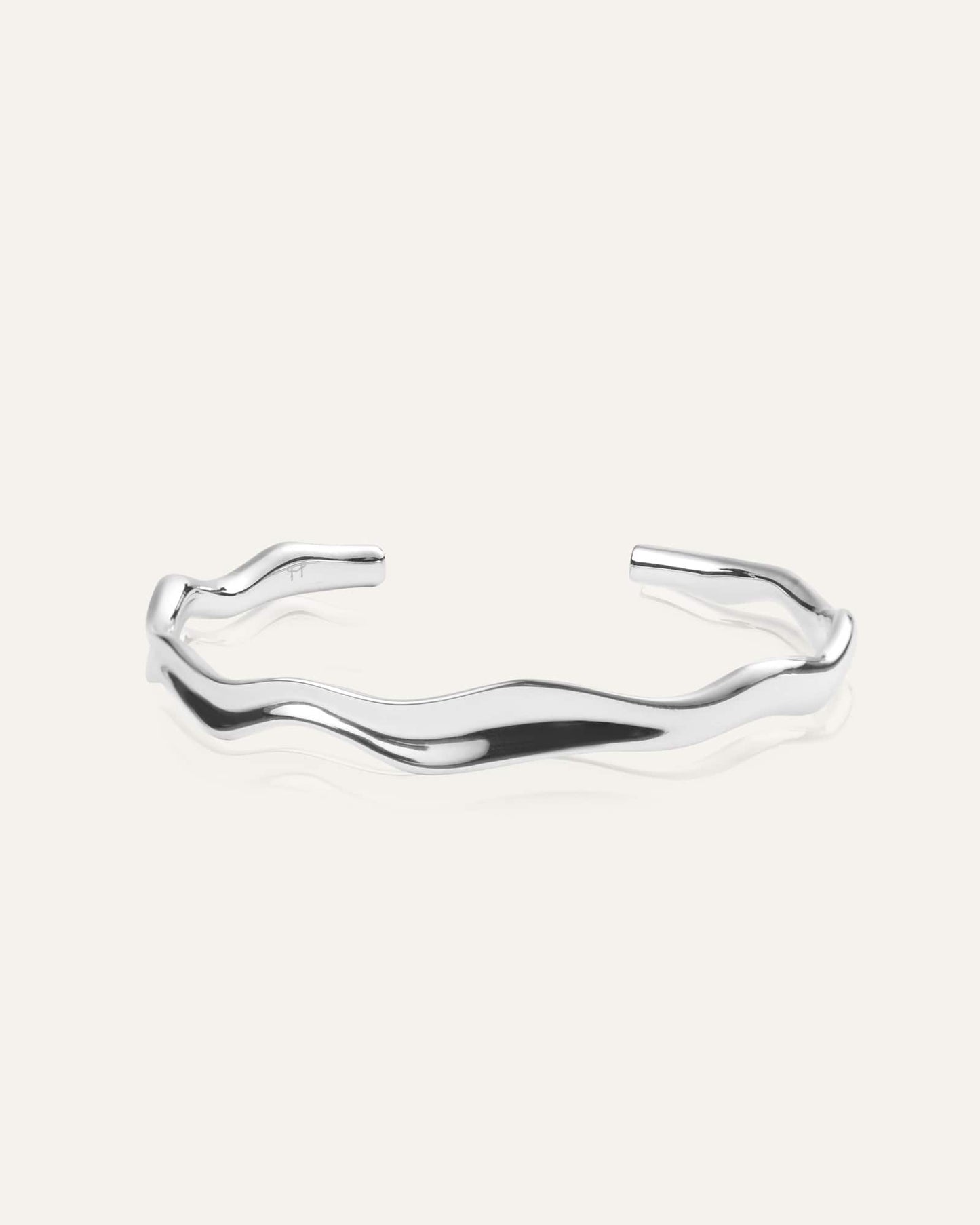 WAVY BOLDED CUFF SILVER BRACELET