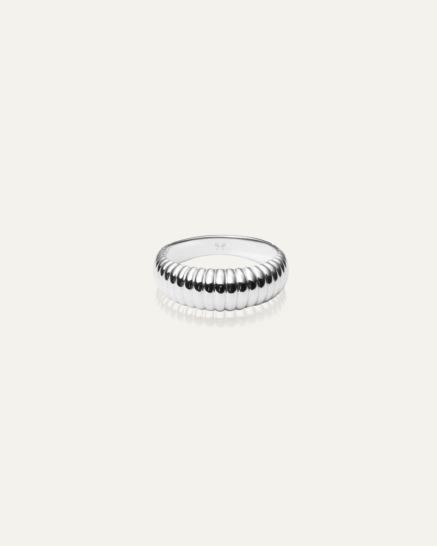 Retro Ribbed Silver Ring