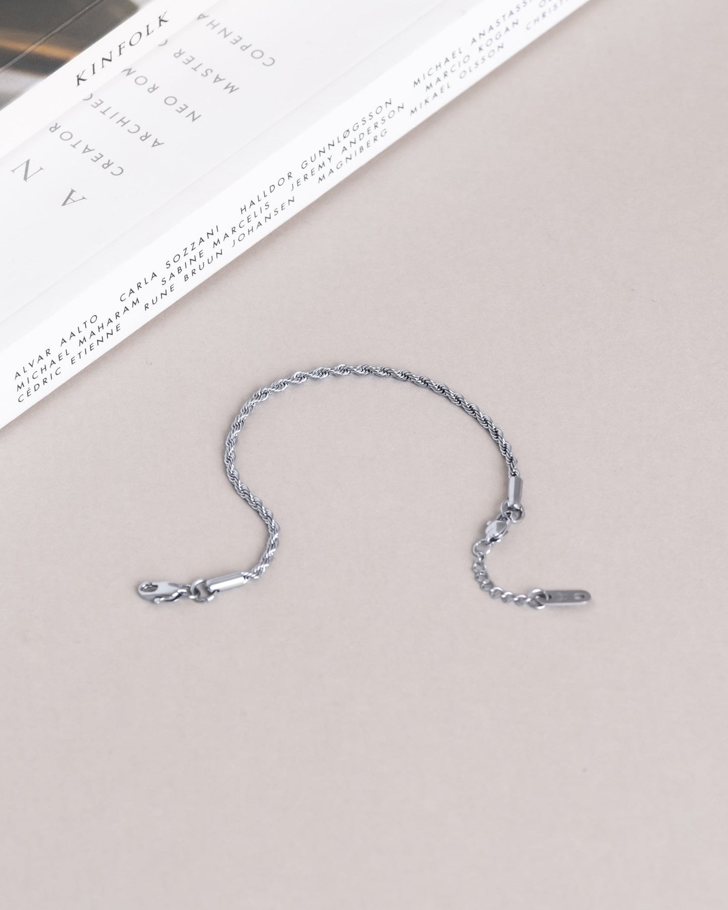 Thin Rope Bracelet Silver